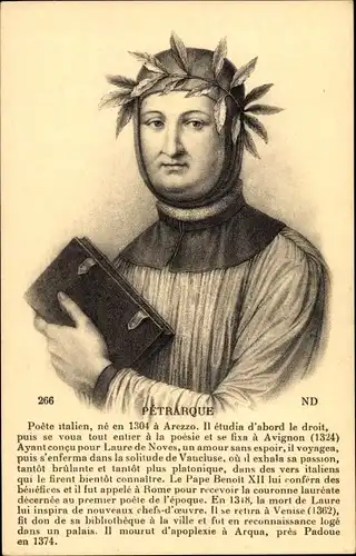 Ak Dichter Francesco Petrarca, Pétrarque, Portrait