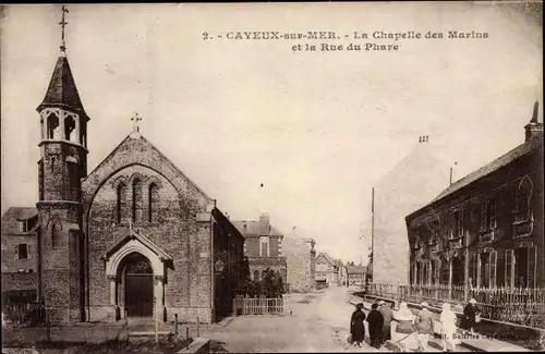 Ak Cayeux sur Mer Somme, La Chapelle des Marins et la Rue du Phare