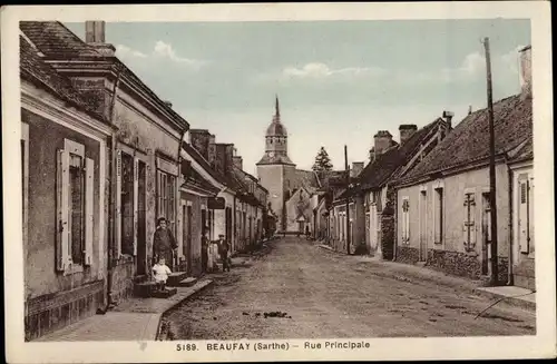 Ak Beaufay Sarthe, Rue Principale