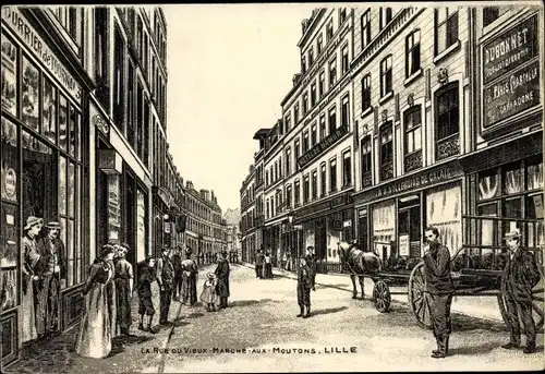 Künstler Ak Lille Nord, La Rue du Vieux Marche aux Moutons