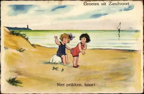 Künstler Ak Zandvoort Nordholland Niederlande, Niet prikken, hoor!