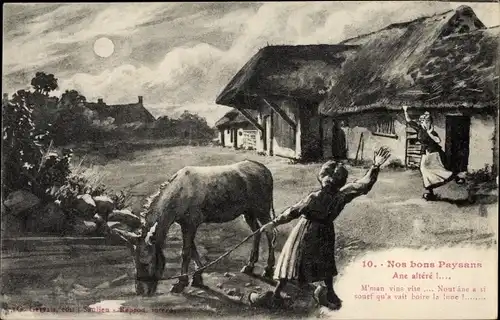 Künstler Ak Nos Bons Paysans, Pferd