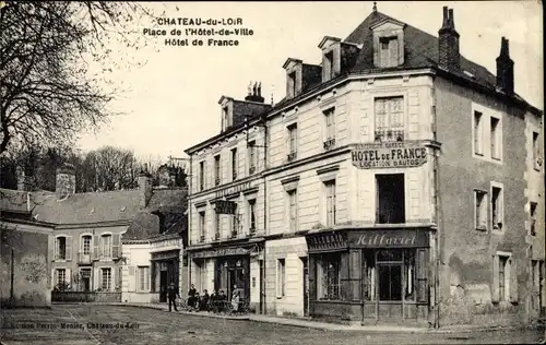 Ak Chateau du Loir Sarthe, Place de l'Hotel de Ville, Hotel de France