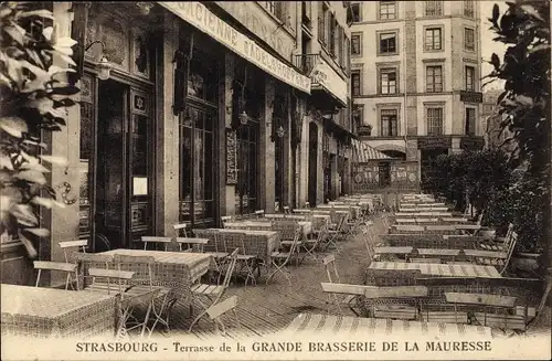 Ak Strasbourg Straßburg Elsass Bas Rhin, Terrasse de la Grande Brasserie de la Mauresse