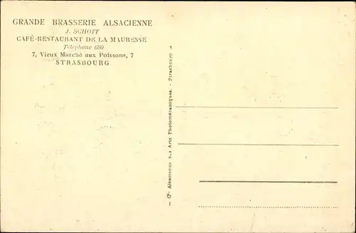 Ak Strasbourg Straßburg Elsass Bas Rhin, Terrasse de la Grande Brasserie de la Mauresse