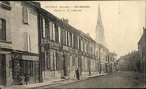 Ak Coutras Gironde, Rue Gambetta