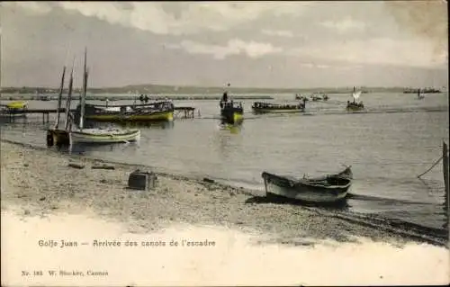 Ak Golfe Juan Alpes Maritimes, Arrivee des canots de l'escadre