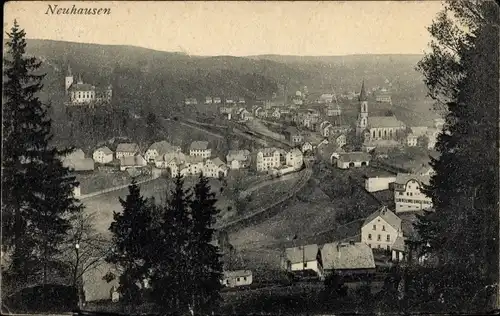 Ak Neuhausen in Sachsen, Panorama vom Ort