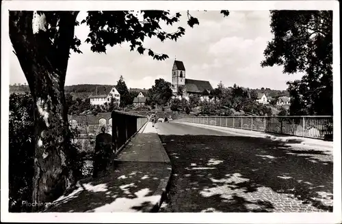 Ak Plochingen im Kreis Esslingen, Brücke zum Ort, Kirche