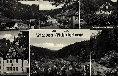 Ak Wirsberg im Fichtelgebirge, Rathaus, Jugendheim, Hotel Hubertus, Total