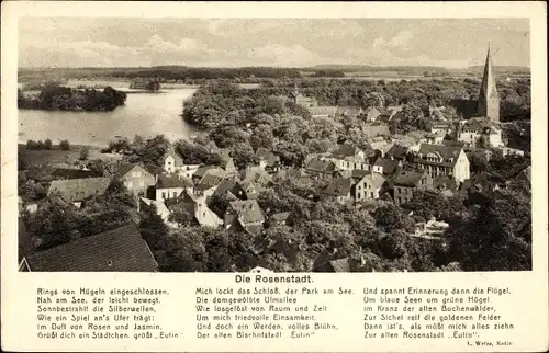 Ak Eutin Holsteinische Schweiz, Rosenstadt, Gedicht von Weiss, Rings von Hügeln