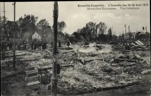 Ak Kermesse Bruxelles Brüssel, Vue générale, Incendie 1910