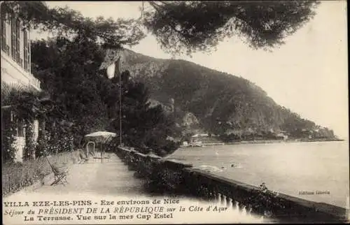 Ak Èze Alpes Maritimes, Le President de la Republique, la terrasse, vue sur la mer Cap Estel