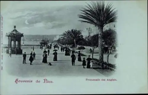 Mondschein Ak Nice Nizza Alpes Maritimes, Promenade des Anglais