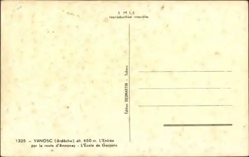 Ak Vanosc Ardeche, L'Entree par la route d'Annonay, L'Ecole de Garcons