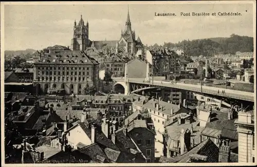 Ak Lausanne Kanton Waadt, Pont Bessiere, Cathedrale