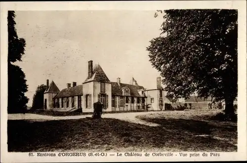 Ak Orgerus Yvelines, Le Chateau de Corbeville, Vue prise du Parc