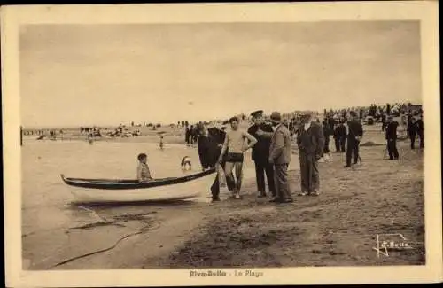 Ak Riva Bella Calvados, La Plage, Strandleben, Boot