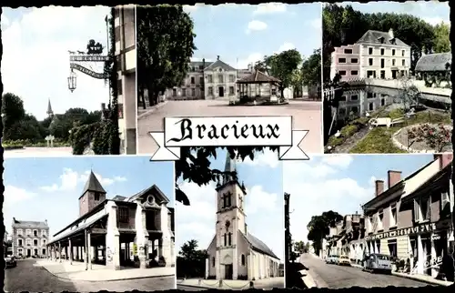 Ak Bracieux Loir et Cher, L'Enseigne du Relais, Le Kiosque, L'Eglise