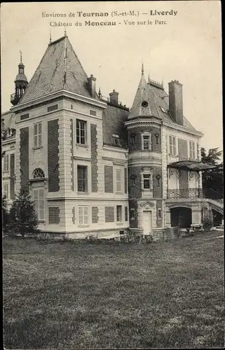 Ak Tournan-en-Brie Seine et Marne, Château du Monceau, Vue sur le Parc