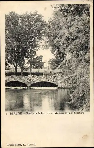 Ak Beaune Côte d’Or, Source de la Bouzaise et Monument Paul Bouchard