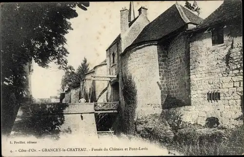 Ak Grancey sur Ource Côte d'Or, Château et Pont Levis