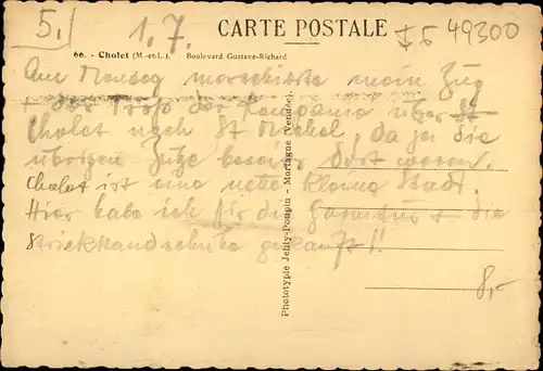 Ak Cholet Maine et Loire, Boulevard Gustave Richard