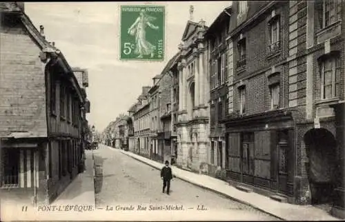 Ak Pont l'Eveque Calvados, La Grande Rue Saint Michel