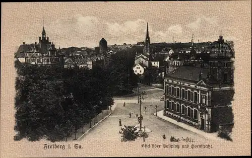 Ak Freiberg in Sachsen, Blick über Postplatz und Hornstraße