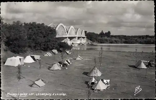 Ak Muides Loir et Cher, Le Camping, La Loire