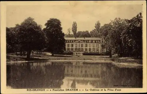 Ak Ris Orangis Essonne, Le Château et la Piéce d'eau, Fondation Dranem