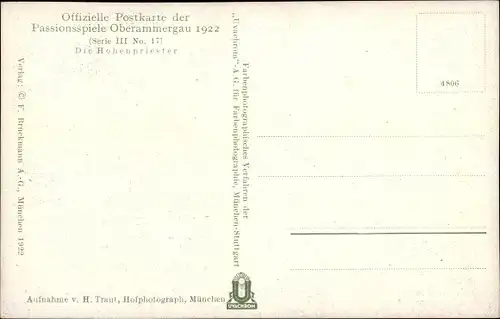 Ak München, Passionsspiele 1922, Die Hohenpriester, Serie III No. 17