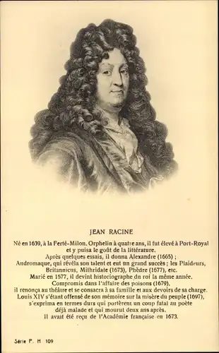 Künstler Ak Schriftsteller Jean Racine, Portrait