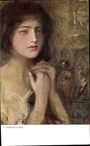 Künstler Ak Axentowicz, T., Portrait einer Frau