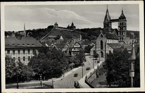 Ak Esslingen am Neckar, Teilansicht mit Kirche