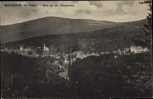 Ak Schierke Wernigerode am Harz, Panorama von der Helenenruhe