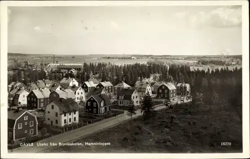 Ak Gävle Schweden, Utsikt fran Brynasskolan, Hamninloppet