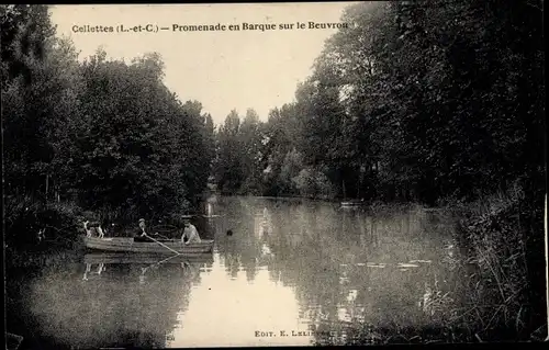 Ak Cellettes Loir et Cher, Promenade en Barque sur le Beuvron