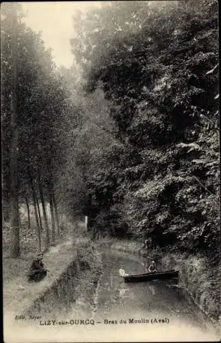 Ak Lizy sur Ourcq Seine et Marne, Bras du Moulin, Aval