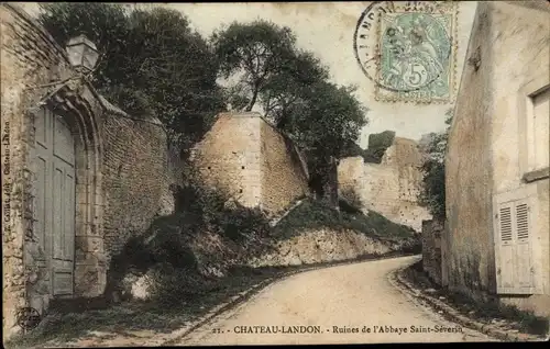 Ak Chateau Landon Seine et Marne, Ruines de l'Abbaye Saint Severin