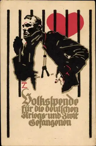 Künstler Ak Volksspende für die deutschen Kriegs und Zivilgefangenen im Ersten Weltkrieg, 1916