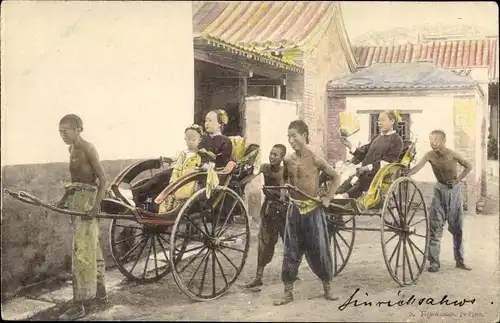 Ak Adlige Familie und ihre Diener, Wagen, Fächer