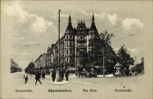 Ak Berlin Charlottenburg, Bismarkcstraße, Berlinerstraße, Am Knie