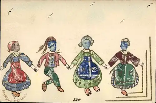 Briefmarken Ak Tanzende Menschen, Briefmarken Bild
