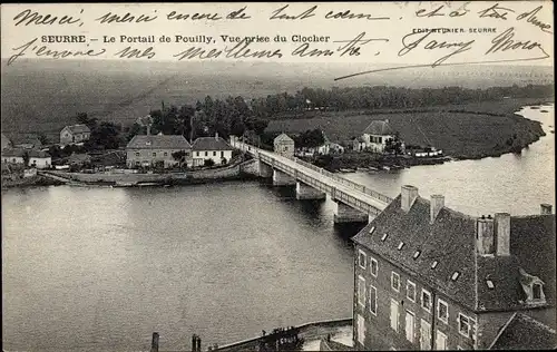 Ak Seurre Cote d'Or, Le Portail de Puilly, Vue prise du Clocher