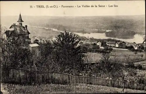 Ak Triel Yvelines, Panorama, La Vallee de la Seine, Les Iles