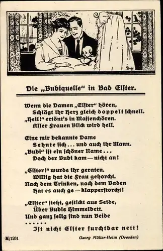 Ak Bad Elster Vogtland Sachsen, Bubiquelle, Gedicht von Müller Heim, Wenn die Damen