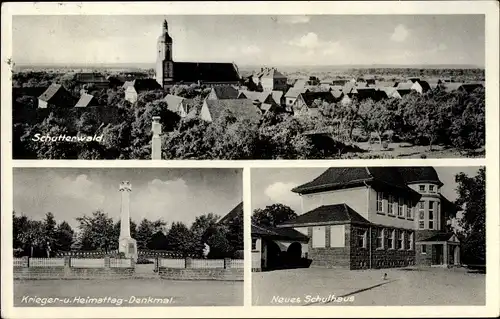Ak Schutterwald Baden Württemberg, Kriegerdenkmal, Schulhaus, Totalansicht