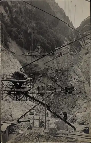 Ak Wägital Wäggithal Schwyz, Kraftwerk im Bau 1923, Staumauer