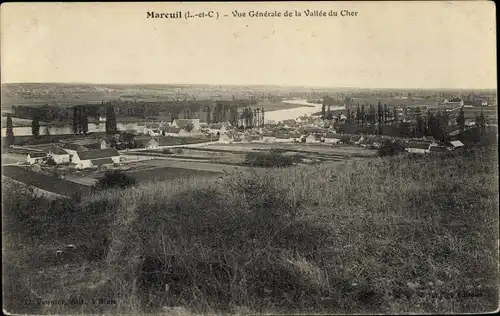 Ak Mareuil Loir et Cher, Vue generale, Vallee du Cher